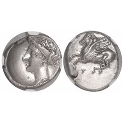Corinthia, Corinth, AR drachm, ca. 350-280 BC, encapsulated NGC Ch XF, strike 5/5, surface 4/5.