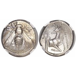 Ionia, Ephesus, AR tetradrachm, ca. 4th century BC, encapsulated NGC Ch VF, strike 5/5, surface 4/5.