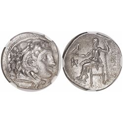 Kings of Macedon, AR drachm, Philip III, 323-317 BC, encapsulated NGC Ch AU, strike 5/5, surface 5/5