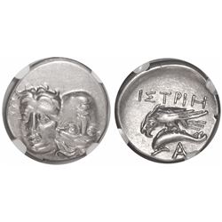 Moesia, Istrus, AR drachm, 4th century BC, encapsulated NGC AU, strike 5/5, surface 5/5.