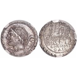 Roman Republic, AR denarius serratus, L. Memmius Galeria, ca. 106 BC, encapsulated NGC MS, strike 4/