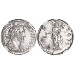 Roman Empire, AR denarius, Antoninus Pius, 138-161 AD, encapsulated NGC Ch XF.