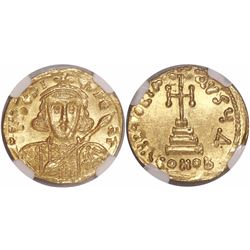 Byzantine Empire, AV solidus, Tiberius III, 698-705 AD, encapsulated NGC MS, strike 4/5, surface 4/5