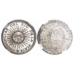 Argentina (River Plate Provinces), Potosi mint, 1 real, 1815F, large sunface, encapsulated NGC MS 61