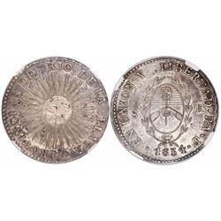 Argentina (River Plate Provinces), La Rioja mint, 8 reales, 1834P, encapsulated NGC AU 55, finest kn