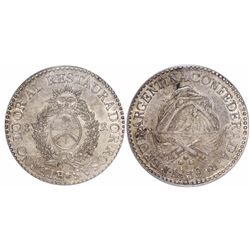 La Rioja, Argentina, 8 reales, 1838, coin axis, encapsulated PCGS AU55.