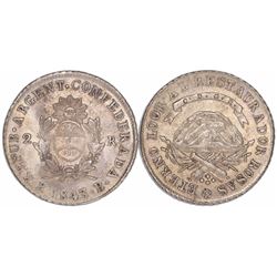 La Rioja, Argentina, 2 reales, 1843B, ex-Derman.
