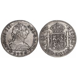 Potosi, Bolivia, bust 8 reales, Charles III, 1776JR.