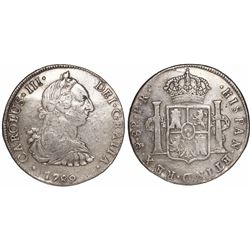 Potosi, Bolivia, bust 8 reales, Charles III, 1789PR.
