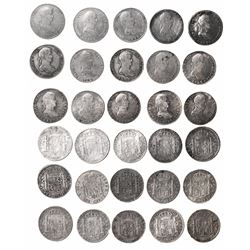 Lot of 15 Potosi, Bolivia, bust 8 reales, Ferdinand VII, dates as follows: 1808PJ, 1809PJ, 1813PJ, 1