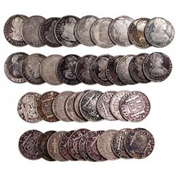 Lot of 19 Potosi, Bolivia, bust 4 reales, Charles IV and Ferdinand VII, dates as follows: 1791PR, 17