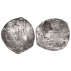 Brazil, 600 reis, Afonso VI, crowned-600 countermark (1663) on a Potosi, Bolivia, cob 8 reales, 1657