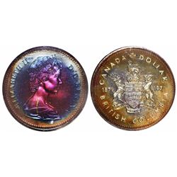 British Columbia, Canada, specimen 1 dollar, 1971, encapsulated PCGS SP67 with WINGS gold sticker, e