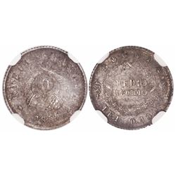 Bogota, Colombia, 1/2 decimo, 1857, encapsulated NGC MS 62.