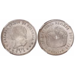 Popayan, Colombia, 5 decimos, 1873, fineness 0.835/900, very rare, encapsulated NGC XF 40, finest kn