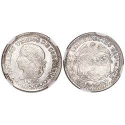 Medellin, Colombia, 1/2 decimo, 1868, encapsulated NGC MS 61, ex-Dana Roberts.
