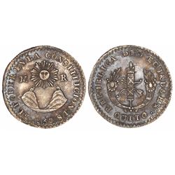 Quito, Ecuador, 1/2 real, 1838ST, ex-Glenn Gilman.