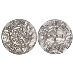 France (Carolingians), denier, Charles the Bald (840-875), Le Mans mint, encapsulated NGC MS 61.