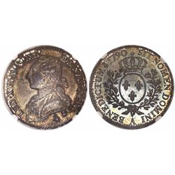 France (Paris mint), 1/2 ecu, Louis XVI, 1790-A, encapsulated NGC MS 63.