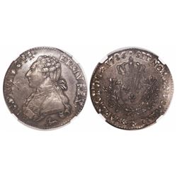 France (Orleans mint), 24 sols, Louis XVI, 1786-R, encapsulated NGC MS 62, second finest known in NG