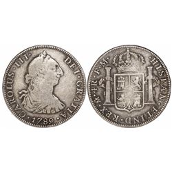 Mexico City, Mexico, bust 4 reales, Charles III, 1789/8FM, unlisted overdate.