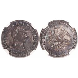 Mexico City, Mexico, 1/2 real, 1823JM, Iturbide, encapsulated NGC MS 62.