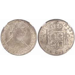 Lima, Peru, bust 8 reales, Ferdinand VII transitional ("imaginary bust"), 1811JP, encapsulated NGC A