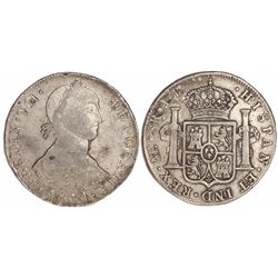 Lima, Peru, bust 8 reales, Ferdinand VII transitional ("imaginary bust"), 1811JP.