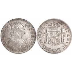 Lima, Peru, bust 2 reales, Charles IV, 1795IJ.