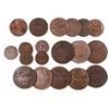 Image 1 : Large lot of 19 Lima, Peru, provisional copper 1/4 pesos 1823 (8), 1/8 pesos 1823 (6) and 1/4R 1822 