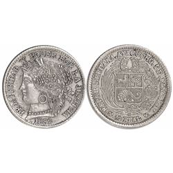 Ayacucho, Peru, 1/2 real, 1882LM, rare one-year issue.