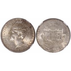Lisbon, Portugal, 1000 reis, Emanuel II, 1910, Peninsular War Centennial, encapsulated NGC MS 62.