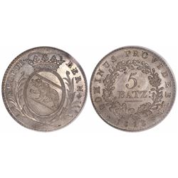 Bern, Switzerland, 5 batzen, 1818, encapsulated PCGS MS66 (old green tag).