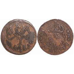 Caracas, Venezuela, copper 1/4 real, Ferdinand VII, 1816.