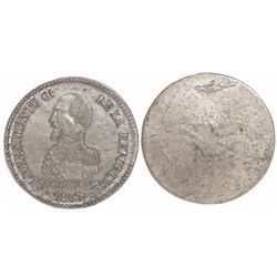 Potosi, Bolivia, uniface trial silver medal, 1863, President de Acha.