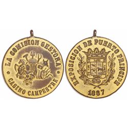 Cuba, gilt brass medal, 1887, Puerto Principe Exposition, ex-Roehrs.