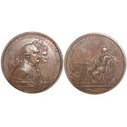 Mexico City, Mexico, large bronze medal, Charles IV, 1790, Charles IV and Queen Maria Luisa, Univers