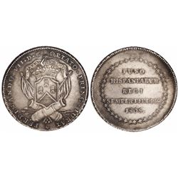 Puno, Peru, 8R-sized silver proclamation medal, Ferdinand VII, 1808, rare.