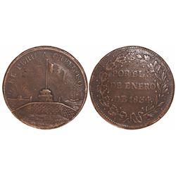Callao, Peru, copper medal, 1834, General and President Orbegoso.