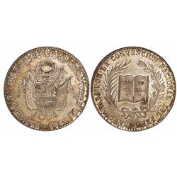 Lima, Peru, 4 soles-sized silver proclamation medal, 1856, Constitution / National Convention, ex-De