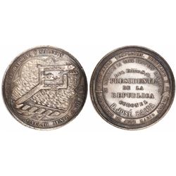 Callao, Peru, large silver medal, 1870, Callao harbor dam.