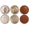 Image 1 : Lot of 3 Lima, Peru, large medals, 1890, San Martin, one in gilt silver, one in silver and one in co