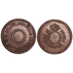 Puerto Rico (under Spain), copper military medal, Isabel II (1833-68), reeded edge, possibly a trial