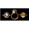 Image 1 : Gold ring with bluish quartz stone (hexagonal cut).