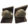 Pair of bookends made from coral-encrusted ballast stones.