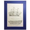 Image 1 : British copperplate engraving by I(saac) Taylor entitled "SHIP / A First Rate Ship of War with Riggi