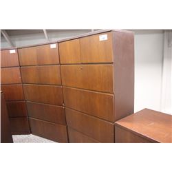 HAWORTH CHERRY 6FT 4 DRAWER LATERAL FILE C/W OVERSHELF