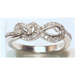 STERLING SILVER  DIAMOND (0.26CT ) RING(3.2G)