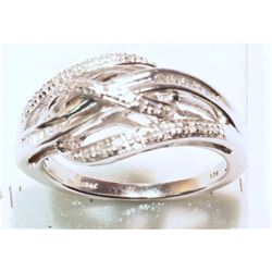 STERLING SILVER  DIAMOND (0.18CT) RING (3.5G)