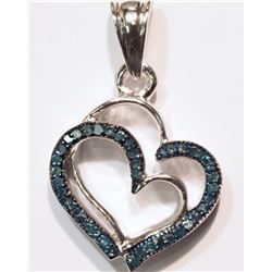 STERLING SILVER  DIAMOND HEART SHAPED PENDANT